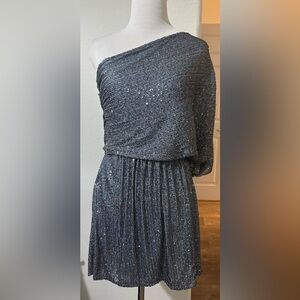 Karlie One Shoulder Gold Sequin Mini Cocktail Dress Sz S